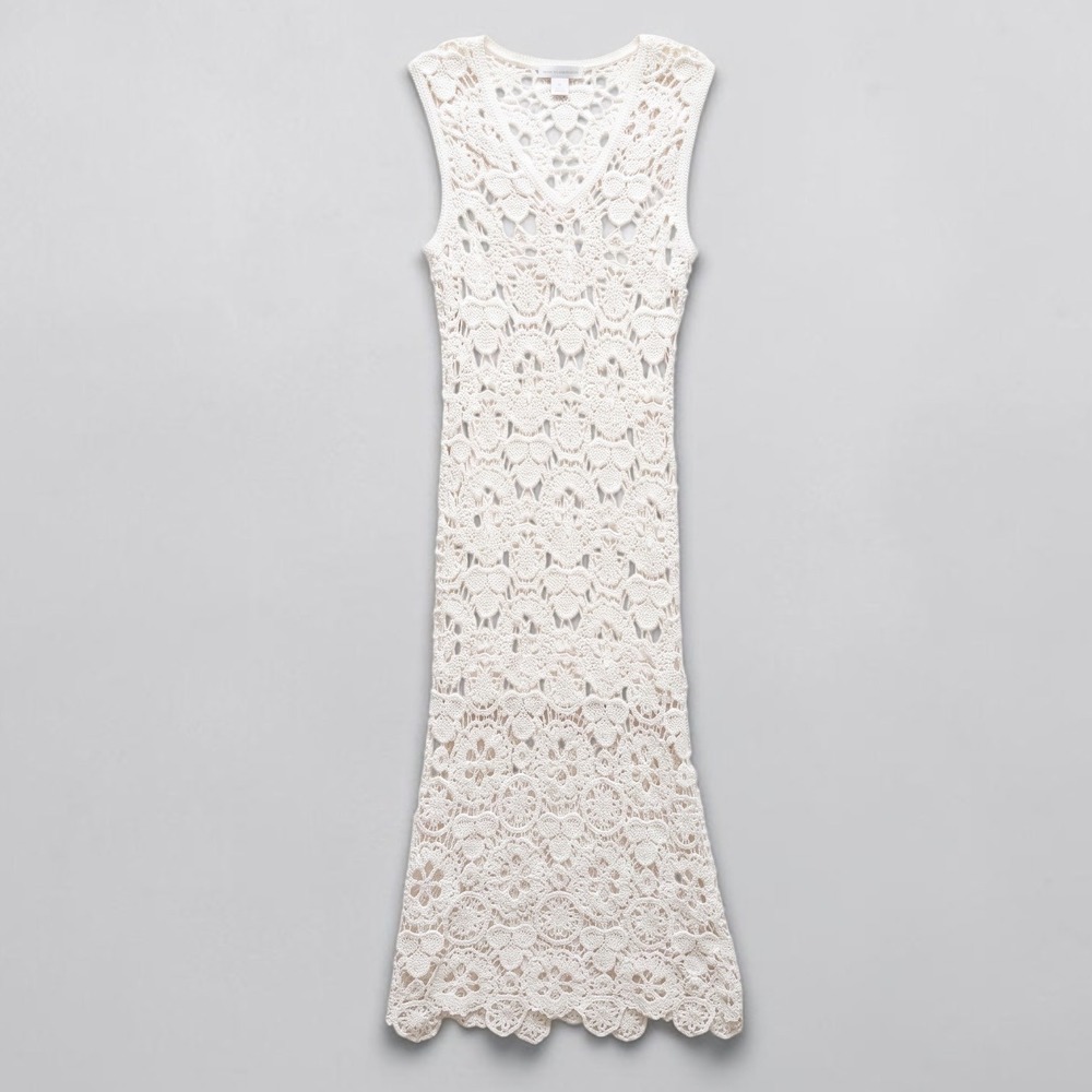 House of Harlow 1960 Ivory Crochet Floral Maxi Dress Sleeveless V-Neck Small